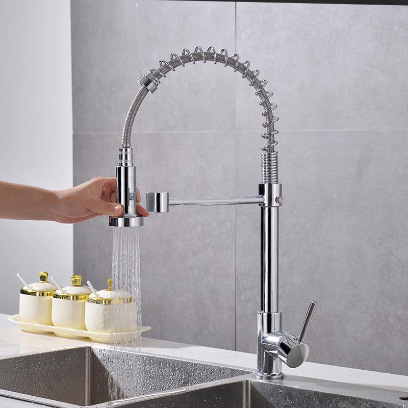 Пружинный выдвижной кухонный смеситель двойного назначения для горячей и холодной воды