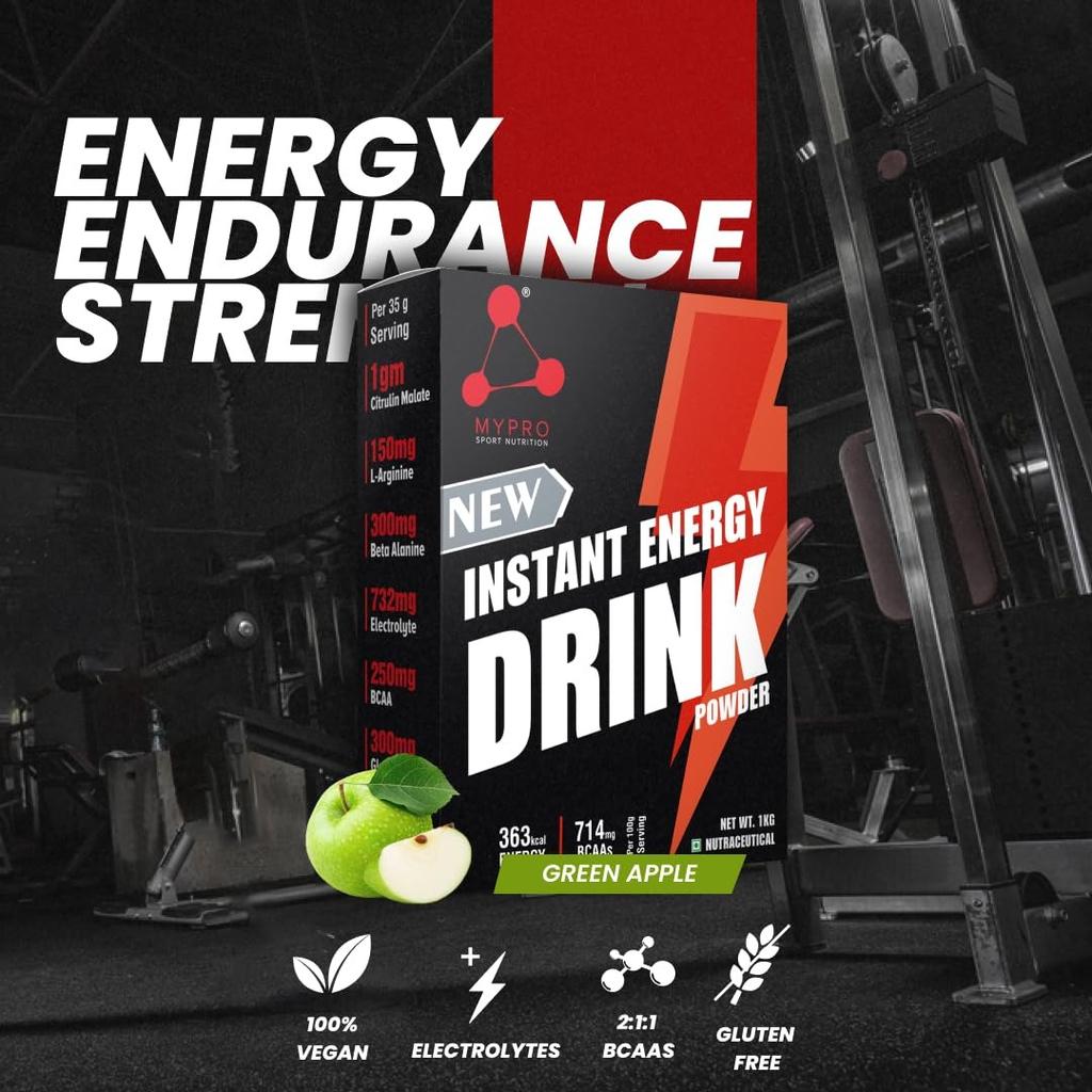 Энергетический напиток Зеленое яблоко (1 кг), Instant Energy Drink Powder (Green Apple),  Mypro Sport Nutrition