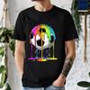 Unisex Crew Neck Rainbow Drip Soccer Ball Print Short Sleeve Cotton Tee Casual Summer Streetwear Loose Basic Daily Outdoor Wear Top