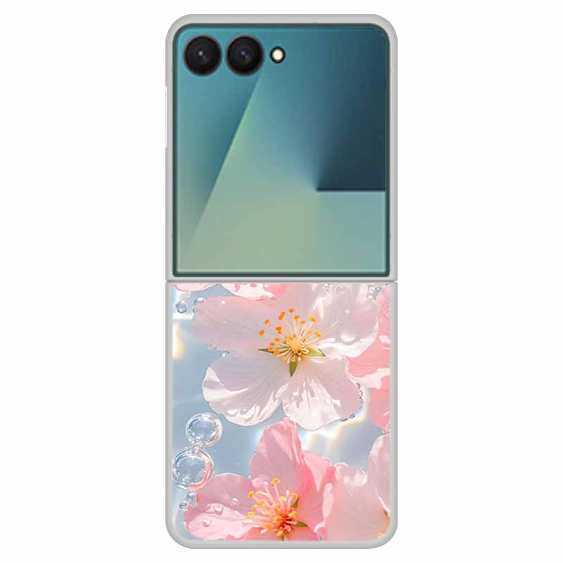 For Samsung Z Flip7 Flip 7 Case Flower Colour Back Cover Hard PC Phone Cases For Samsung Galaxy Z Flip7 Foldable Tansparent Capa