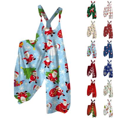 Женский летний комбинезон с рождественским принтом в винтажном стиле (Нерегулируемые ремни)