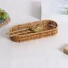 Retro Tableware Storage Basket Minimalist Desk Shelf Baskets Faux Wicker Tray  Kitchen Utensils