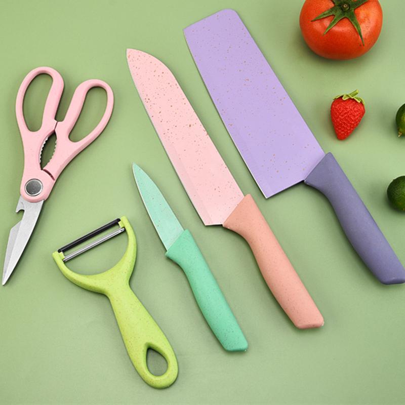 Нож из пяти частей, цветная подарочная коробка, кухонный нож из нержавеющей стали