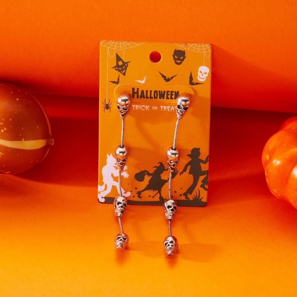 Skeleton Ghost Ear Studs Metal Skull Dangle Earrings Retro Halloween Earrings  Gift