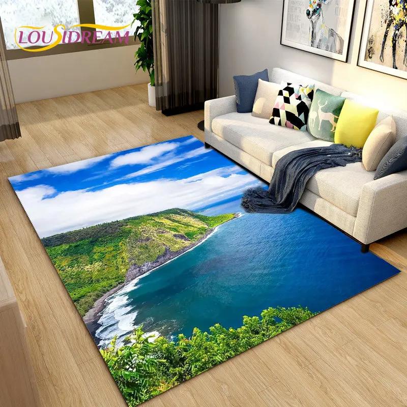 3D коврик с океаном, морской водой, пляжем, водным пейзажем, коврик для гостиной, спальни, дивана, коврик для двери, детский нескользящий напольный коврик