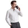 SHANSHAN Men's Long Sleeve Brushed Jacquard Polo Shirt