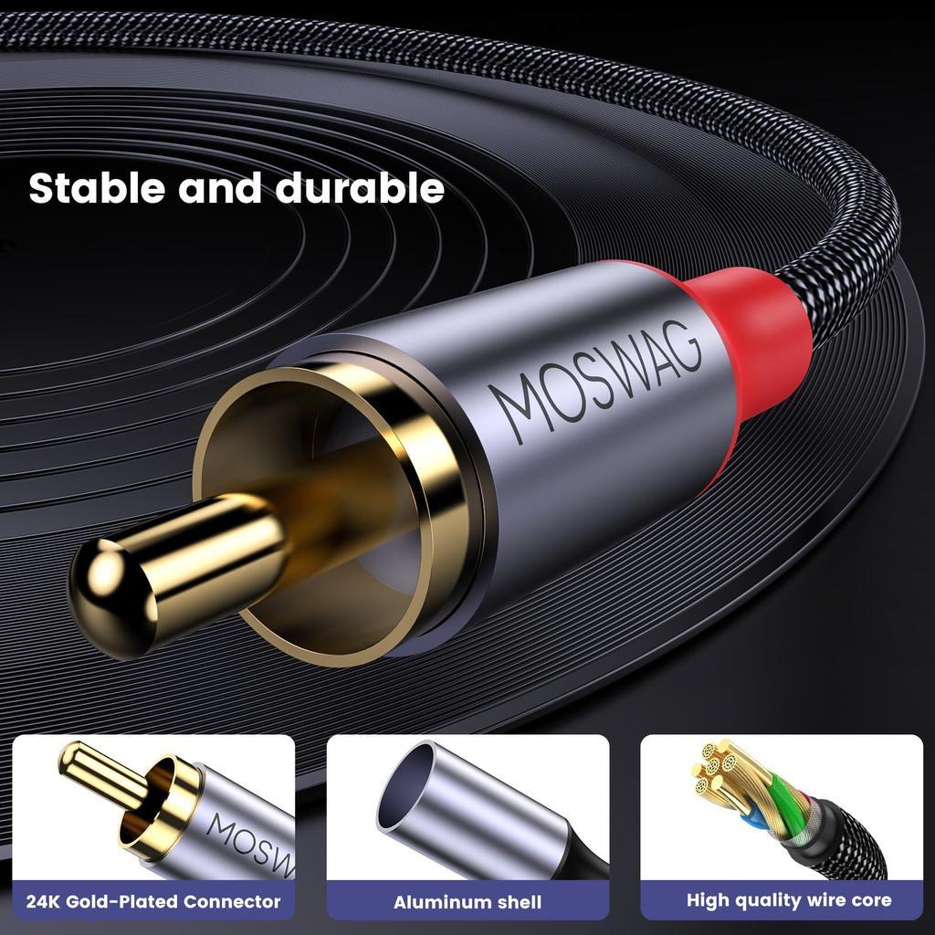 MOSWAG RCA RCA RCA cable branch 1 female to 2 Y cable RCA audio signal distribution compatible with game CD home HDTVs cable, splitter, male, female,