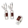 Natural Garnet January Birthstone Light Luxury Ring & Long Earrings Set for Women & Girls Stray Kids Fashion Jewelry for Romantic Gift
