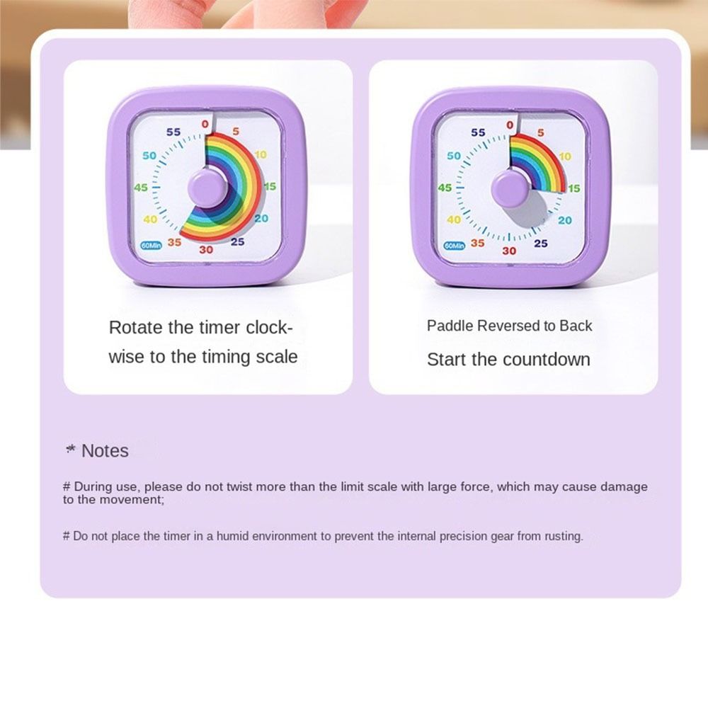 60 Minutes Visual Timer Round/Square Kitchen Timer Countdown Alarm Clock Kids Children Reminder