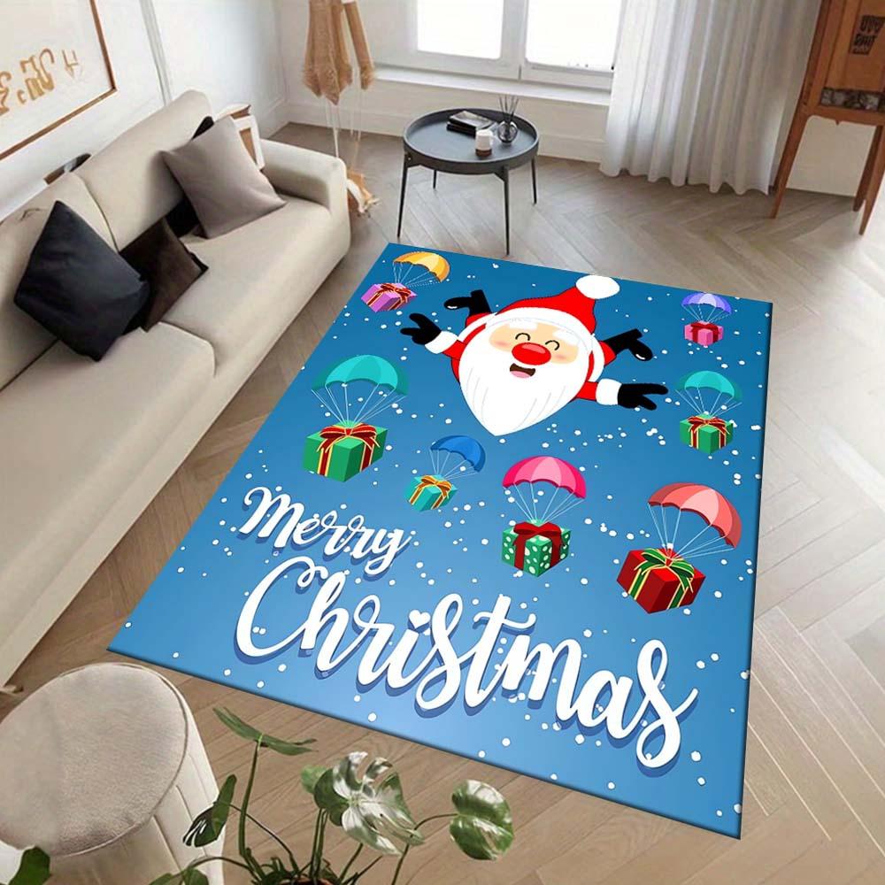 1pc Santa Claus and Falling Gifts Area Rug, Slip-Resistant, Easy-Clean, Stain-Resistant, Perfect for Cozy Living Rooms, Bedrooms, Kitchens,