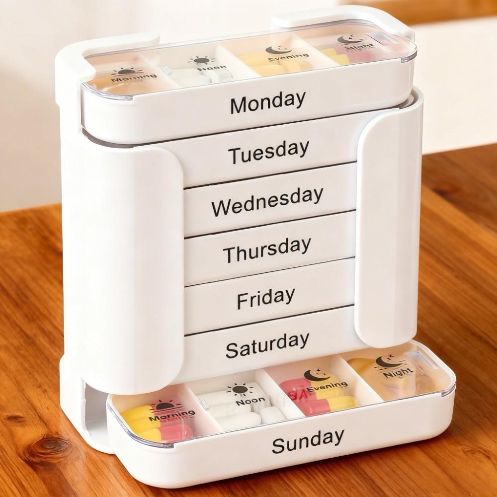 Еженедельный органайзер для таблеток с 28 ячейками, большой вместимости, дорожный футляр для таблеток, портативная 7-дневная таблетница, уход за пожилыми людьми