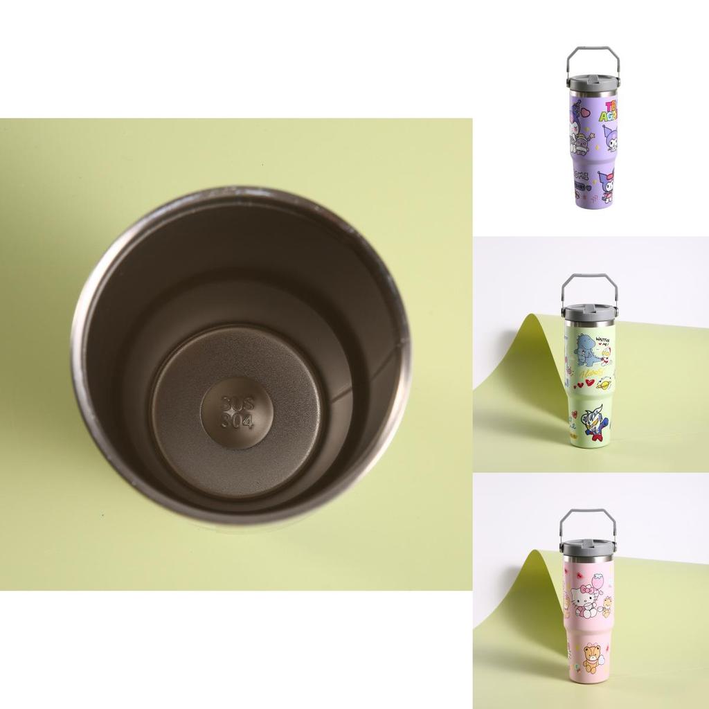 Стильная и портативная термокружка из нержавеющей стали с мультяшным дизайном, 30 унций