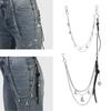 Heart Punk Side Chain On Jeans Pants Handbag for Girls Multilayer Body Chain Trousers Street Clothing Chain