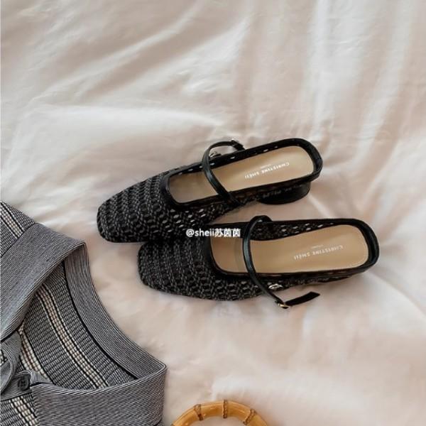 Найди второй волосок! Модные универсальные новые туфли Мэри Джейн с квадратным носком, плетеным толстым каблуком и закрытой пяткой, женские полусандалии
