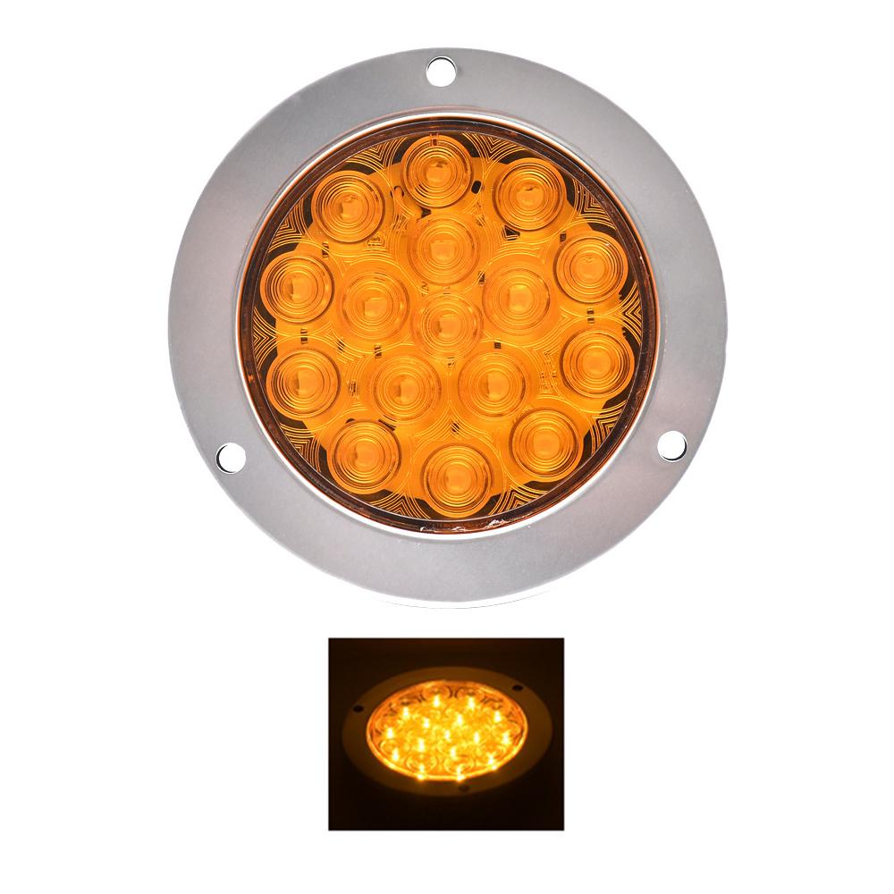 4 inch 16 LED Round Red LED Tail Lights Amber Turn Signal Lamp Car Stop Brake Turn Tail Light for Jeep Truck Pickup 4x4 12V 24V