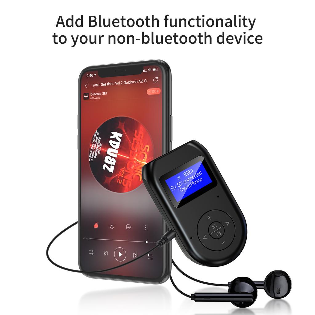 Bluetooth 5.0 Передатчик Приемник 3,5 мм AUX 3 в 1 Беспроводной Bluetooth Адаптер С Экраном Дисплея Низкая Задержка Аудио Адаптер ЖК-дисплей