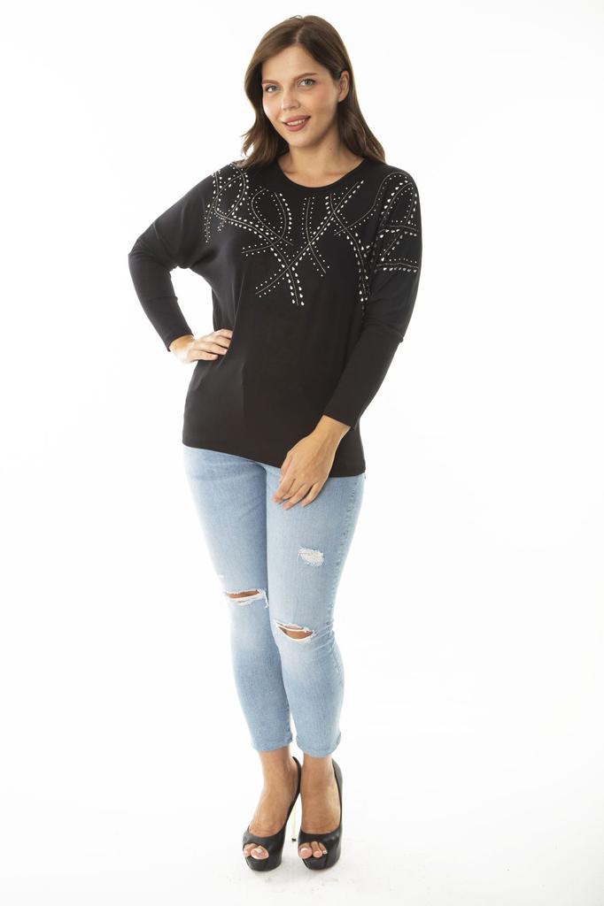 Женская блузка большого размера, черная блузка большого размера с рукавами «летучая мышь» большого размера