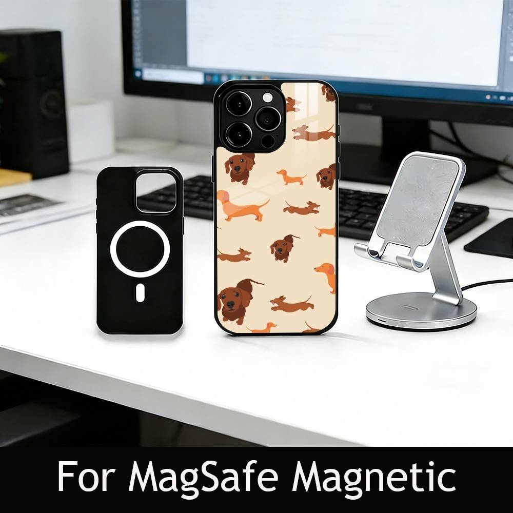 C-Cute C-Cartoon D-Dachshund Phone Case For iPhone17,16,15,14,13,12,11 Plus,Pro Magnetic For Magsafe Wireless Charging