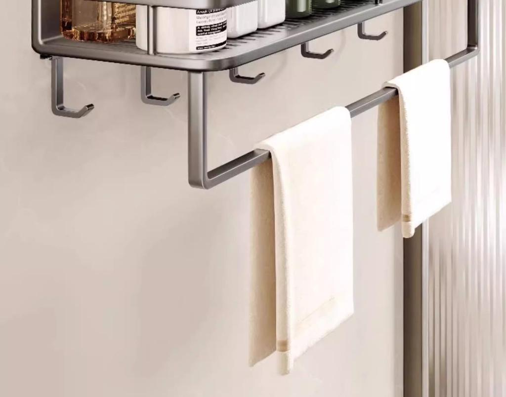 Настенная полка для ванной без сверления и органайзер для косметики