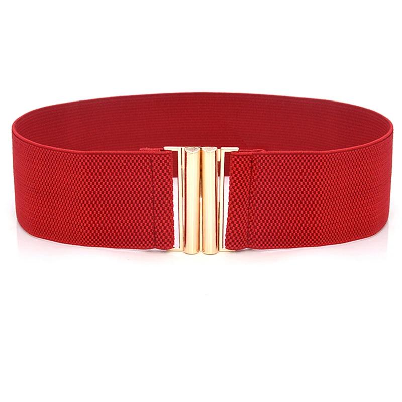 60*6CM Wide Elastic Belt Solid Color Corset Belt Metal Buckle Lady Stretch Cinch Waistband Women Waist Belt