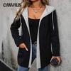 Женская осенне-зимняя новая повседневная мода Splicing Collision кардиган с капюшоном толстовка