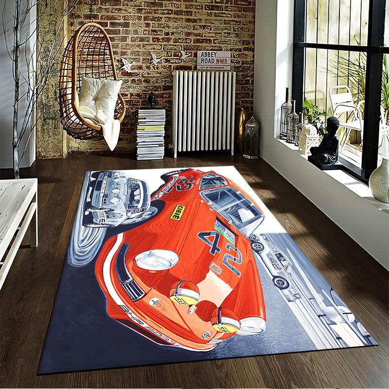 Vintage Racing Car Art Carpet suitable as a non-slip mat for the living room or bedroom sofa