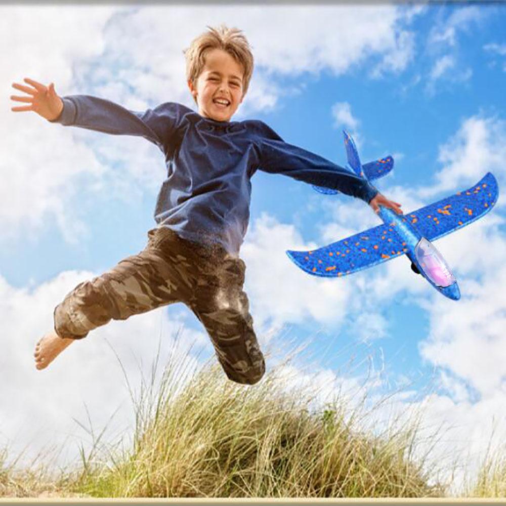 Светодиодный игрушечный самолет из прочной пены, катапульта для запуска самолета, полет на открытом воздухе