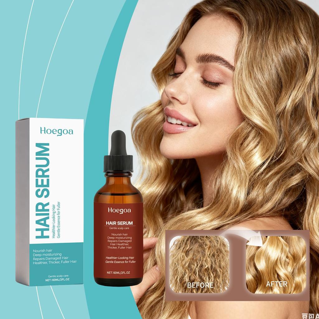 HOEGOA Moisturizing Hair Elixir Volumizing Strengthening Nourishing Shine Silky Smooth Leave-in Conditioner 2-Pack