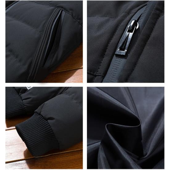 Men Jacket Cotton Padded Long Sleeve Solid Color Stand Collar Coldproof Winter Coat Baseball Jacket Streetwear