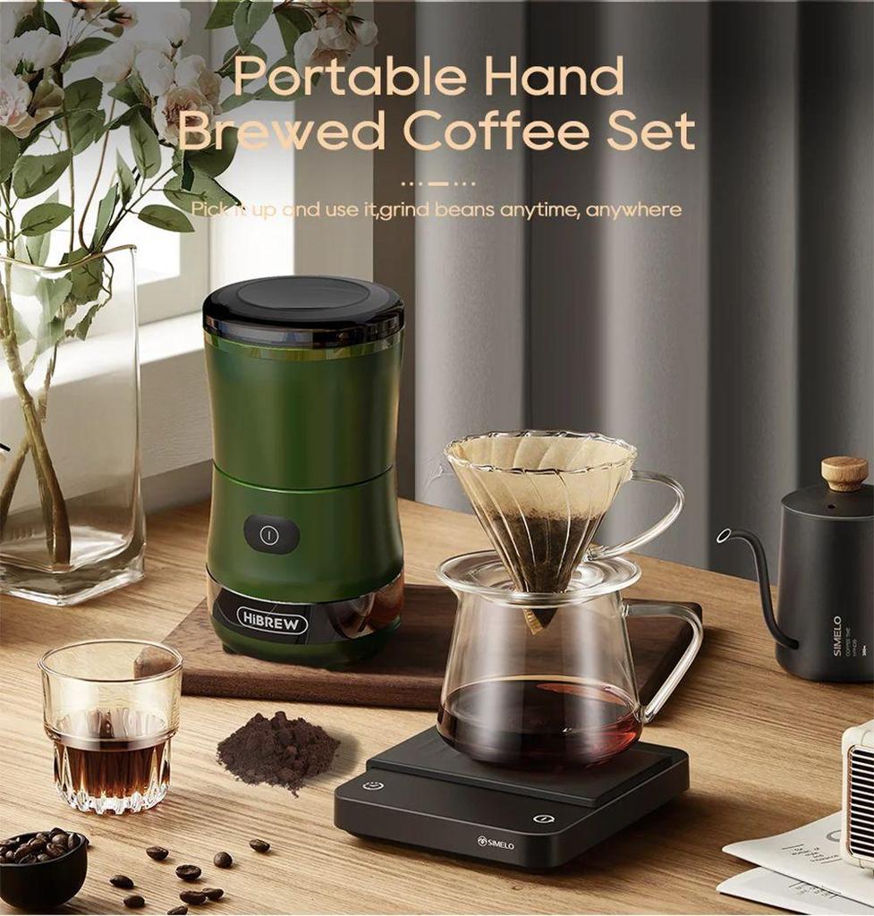 HiBREW G2 3in1 Coffee Grinder, 2000mAh Double Cup, Fruit Mixers Juicers Blender Ice Crusher, for Camping or Journey
