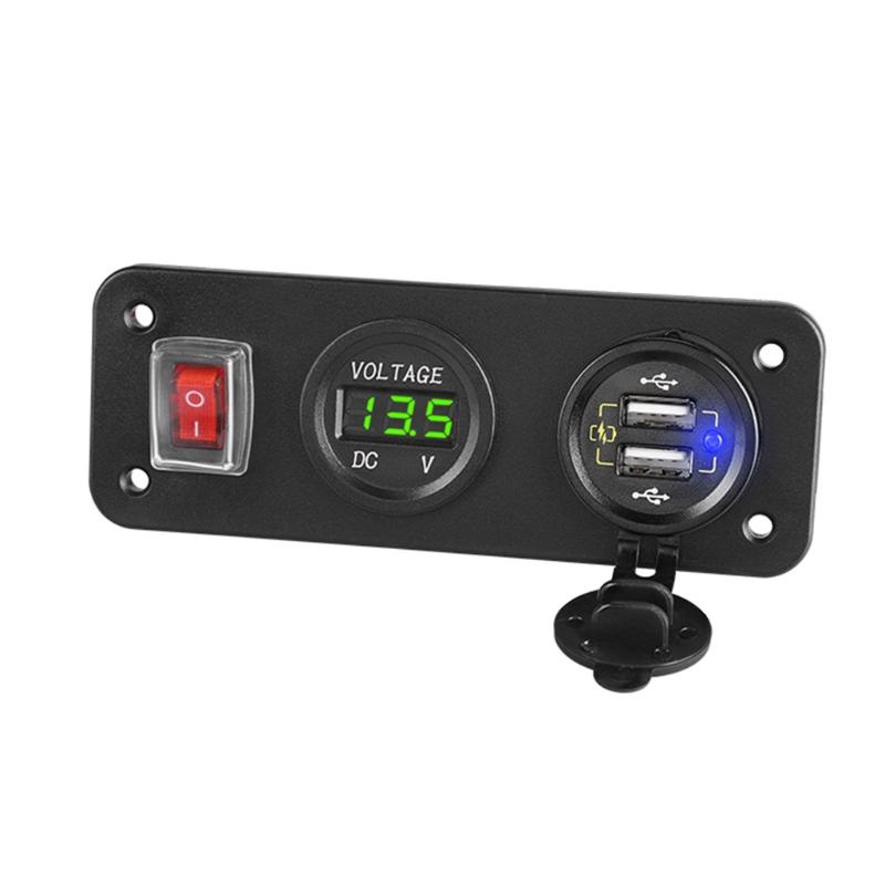 12 В 24 В двойной QC3.0 USB автомобильный разъем для быстрого зарядного устройства Панель светодиодный вольтметр ВКЛ. ВЫКЛ.