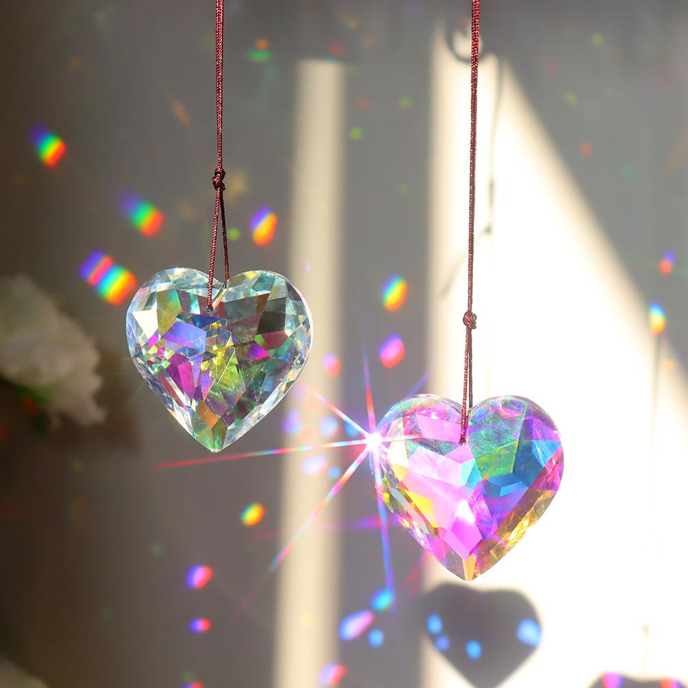 Love Heart Crystal Pendant Home Decor Sun Catchers Windchimes Sun Light Catcher Star Moon Hanging Rainbow Chaser Wind Chime