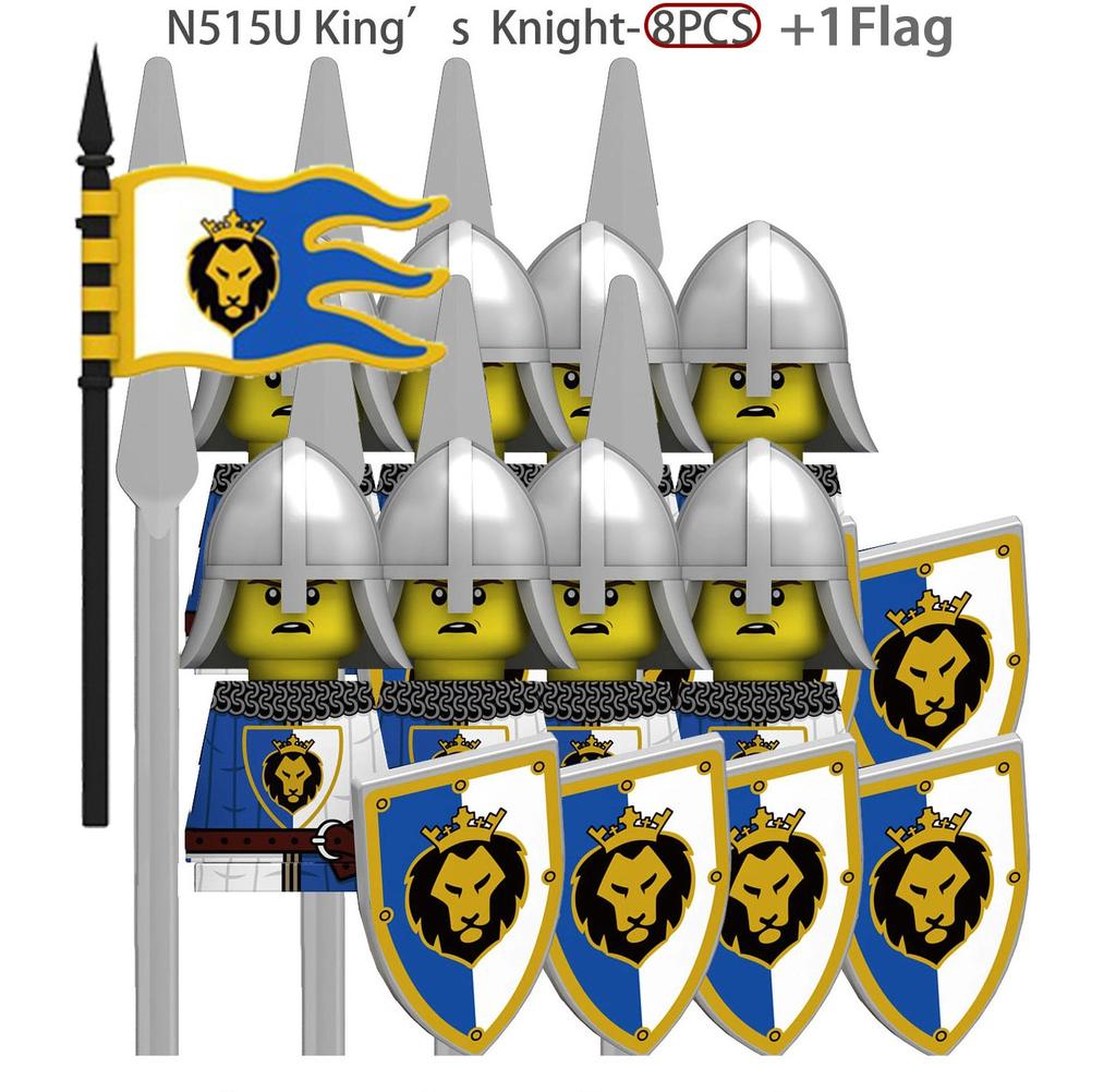 MOC Medieval Knights Figures Building Blocks Kraken Soldiers Bull Lion Army Shields Weapons Spear Helmets Bricks Toys Kids Gift