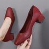 Туфли на толстом каблуке, на среднем каблуке, из маленькой кожи, женские, весна 2025, новые, универсальные, с квадратным носком, одинарные, женские, из мягкой кожи, на мягкой подошве, на квадратном каблуке, для работы