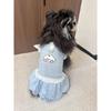Cute Blue Plaid Dog Dress Breathable Bow Puppy Summer Clothes With Traction Harness For Small Medium Teddy Chihuahua Dog Clothes