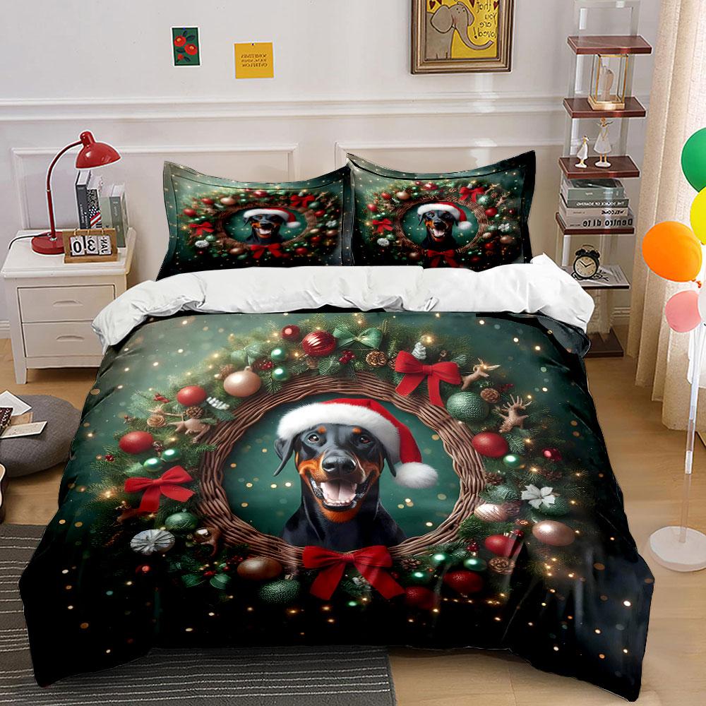 Festive canine charm Bedding sets Duvet cover sets Duvet covers Pillowcases(1*Duvet Cover 2*Pillowcases without duvet insert)
