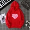 Yurak shaklidagi bosma grafik kaputlar Yoqimli liboslar Moda bo'sh pullover Sweatshirt Kundalik qizlar uchun qalpoqli toplar