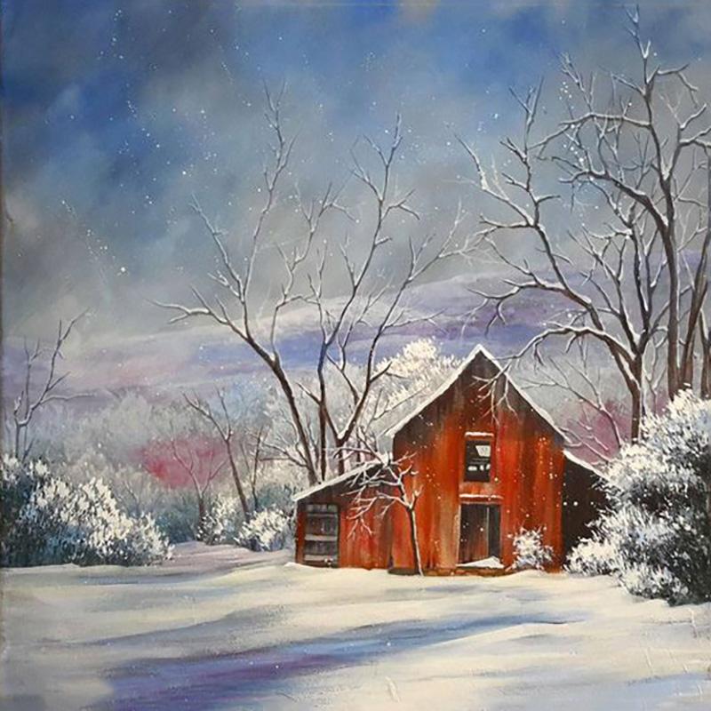 DIY Snow Scenic 5D Diamond Painting Full Round Drill Winter Diamond Embroidery Cross Stitch Mosaic Resin Gift Home Decor