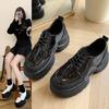 Небольшой мужчина в туфлях на платформе Muffin, женские туфли 2024 года, новый британский стиль, модные повседневные туфли на шнуровке, небольшие кожаные туфли