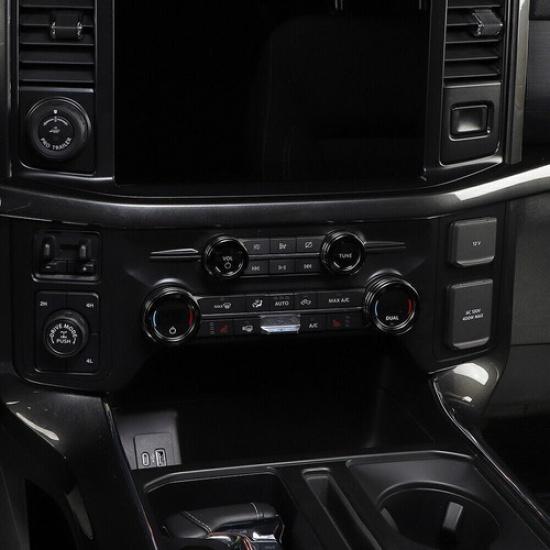 Air Conditioner Audio Volume Switch Knob Trim For Ford F150 2021-2024 Black 4pcs