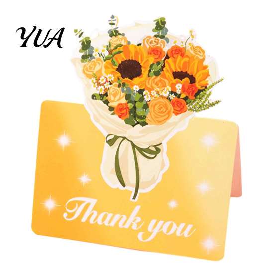 Flower Paper Greeting Cards 10Pcs 3D Thank You Card, Floral Bouquet Best Wishes Decorative Note Appreciation Gifts for Anniversary, Mother's