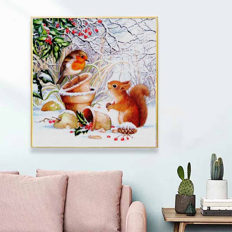New Arrival 5D DIY Full Circle Diamond Painting "Squirrel and Bird" Embroidery Cross Stitch Home Decor Gift