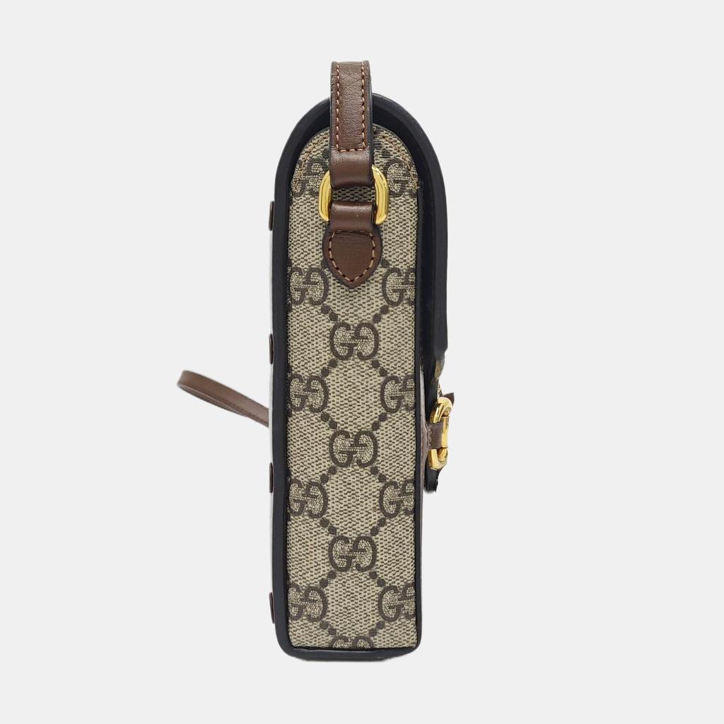 [Pre-Owned] Horsebit 1955 Logo Canvas And Leather Phone Bag - Very Good #KOPZNB