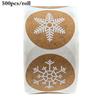 500pcs/roll Round Kraft Christmas Stickers Snowflakes Sticker Envelope Seal Sticker