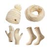 4 Pcs/Set Women Winter Hat Scarf Gloves Socks Set Thick Plush Knitted Warm Cap Gloves Elastic Ear Windpr