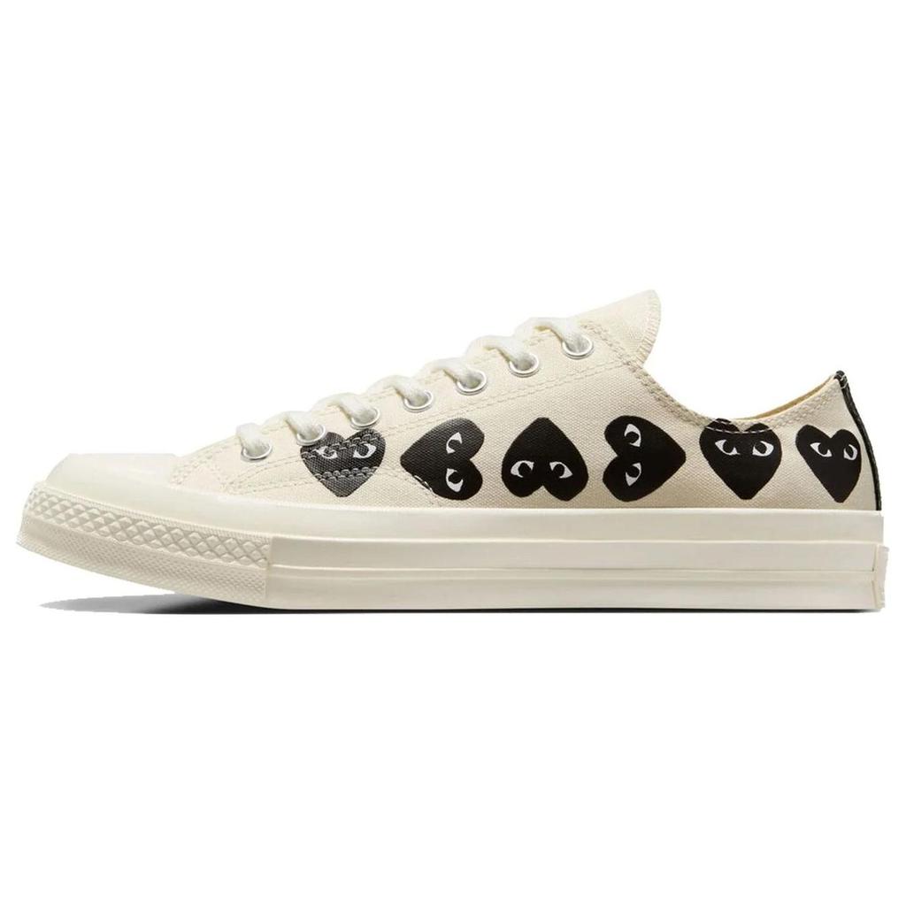 Comme Des Garçons PLAY X Converse Chuck 70 Low Multi Heart - Milk Black Unisex Sneakers Cream Egret A08150C