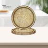 10Pcs Round Wood Grain Paper Tray Food Grade Paper Dinner Plates Decorative Picnic Party Tableware Decoration
