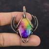 Радужный солнечный кварцевый кулон с друзами, медная проволока, кулон в форме бычьего лица, кулон, драгоценный камень, медные украшения, кулон ручной работы, подарок для мамы