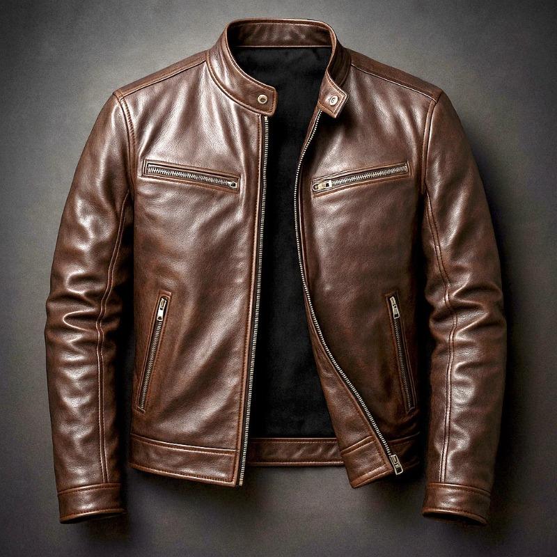 Men's Winter Motorcycle Style Men's Leather Fashion Slim Fit Jacket Men's Jacket Thickened
