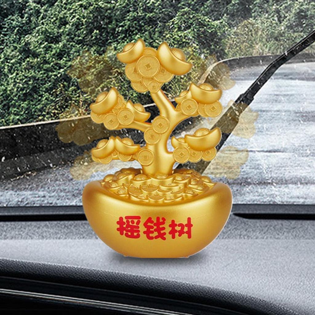 Car Dashboard Decor Solar-Powered Shaking Money Tree Design Automotive Interior Decor Cute Dashboard Car Accessories for Trailer